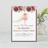 Ballerina Dancer | Roze Bloemen Ballet Verjaardag Kaart (Staand voorkant)