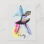 Ballerina Dancer Waterverf Gepersonaliseerd Briefk Briefkaart (Voorkant)