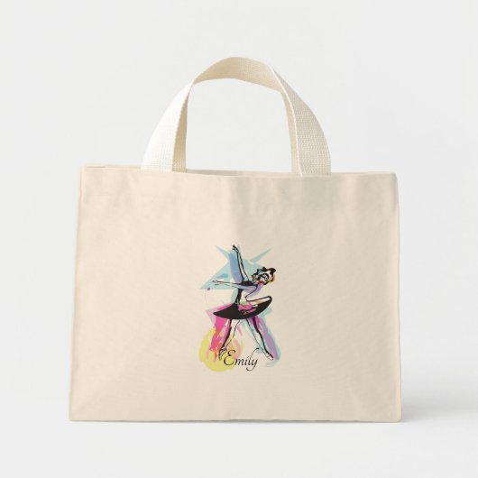 Ballerina Dancer Waterverf Theme Mini Tote Bag (Voorkant)