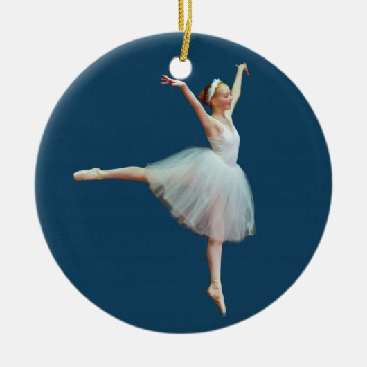 Ballerina Dancing on Blue Ornament (Voorkant)