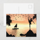 Ballerina Dancing Sunset Abstracte silhouette Art Briefkaart (Voorkant / Achterkant)