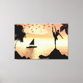 Ballerina Dancing Sunset Abstracte silhouette Art Canvas Afdruk (Voorkant)