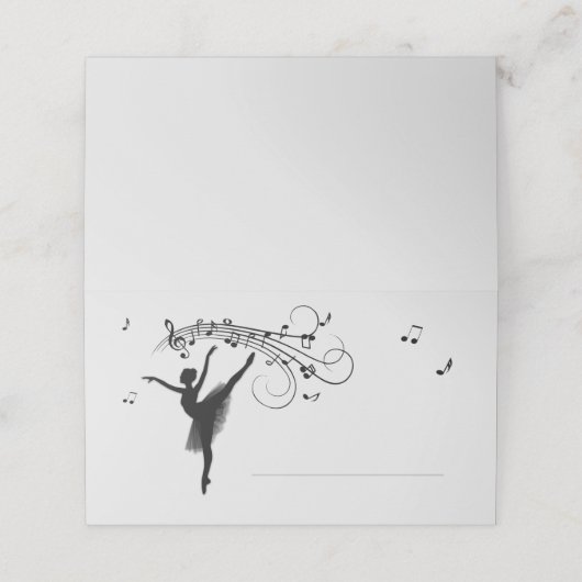 Ballerina Dancing with Music Area Lined for Name (Buitenkant ongevouwen)