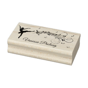 Ballerina Dancing with Music Personal Rubberstempel