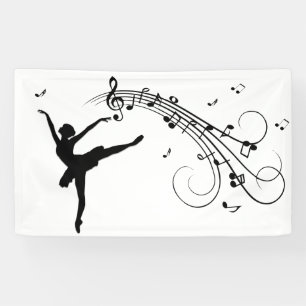 Ballerina Dancing with Muzieknoten Spandoek