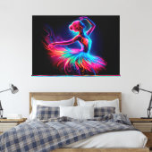 Ballerina dans kleurrijke elegante meisje heldere  canvas afdruk (Insitu (Slaapkamer))