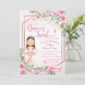 Ballerina dans pink aquarel verjaardag kaart (Staand voorkant)