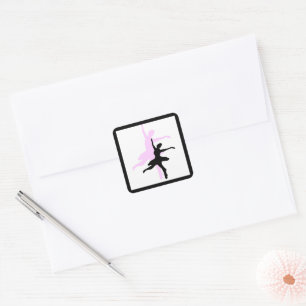 Ballerina Dans Roze & Zwart Vierkante Sticker