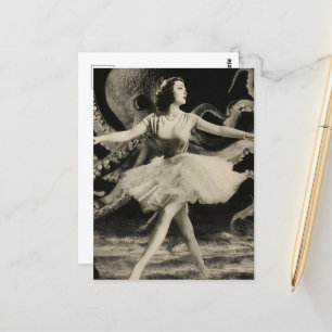 Ballerina dansen met de octopus briefkaart