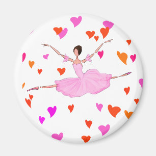 Ballerina dansend in Kleurrijke Harten Magneet