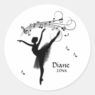Ballerina Dansend met Muziek Persoonlijk Ronde Sticker