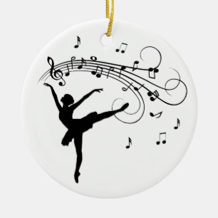 Ballerina Dansend met Muzieknoten Keramisch Ornament