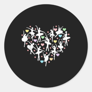 Ballerina Danser Hart Valentijnsdag Docent Danc Ronde Sticker