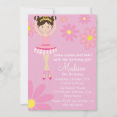  ballerina dansfeest verjaardagsuitnodiging kaart (Voorkant)