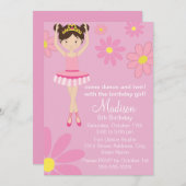  ballerina dansfeest verjaardagsuitnodiging kaart (Voorkant / Achterkant)