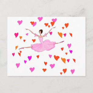 Ballerina danst in Colorful Hearts Briefkaart