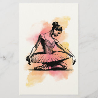 Ballerina danst in kleur briefpapier