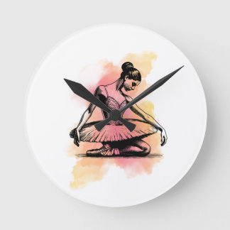 Ballerina danst in kleur ronde klok