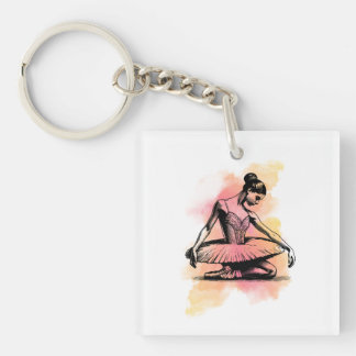 Ballerina danst in kleur sleutelhanger