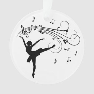 Ballerina danst met muzieknoten ornament