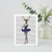 Ballerina Deer in Blue Briefkaart (Staand voorkant)