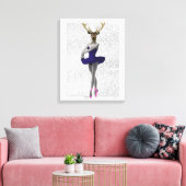Ballerina Deer in Blue Canvas Afdruk (Insitu (Woonkamer))