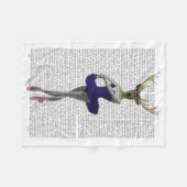 Ballerina Deer in Blue Fleece Deken (Voorkant (Horizontaal))