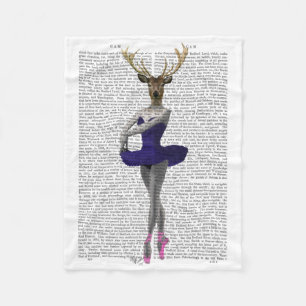 Ballerina Deer in Blue Fleece Deken