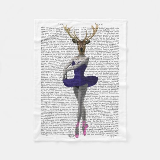 Ballerina Deer in Blue Fleece Deken (Voorkant)