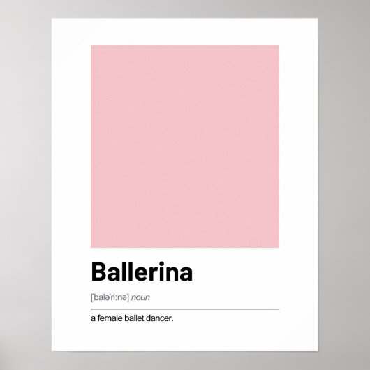 Ballerina Definition Poster - Moderne kunst Print (Voorkant)