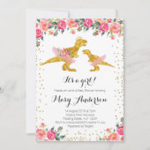 Ballerina Dinosaur Pink Princess Crown Invitation (Devant)