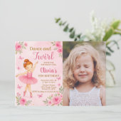 Ballerina Editable Anniversaire Invitation avec ph (Debout devant)