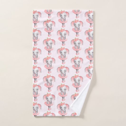 Ballerina Eléphant Rose et Gris mou (Serviette à main)
