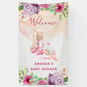 Ballerina en Baby Unicorn en Flowers Banner