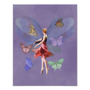 Ballerina en Butterflies Foto Afdruk