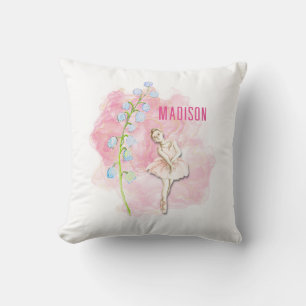 Ballerina en Lily van de Valley Floral op Roze Kussen