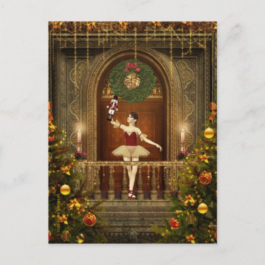 Ballerina en Nutcracker Digital Art Briefkaart (Voorkant)