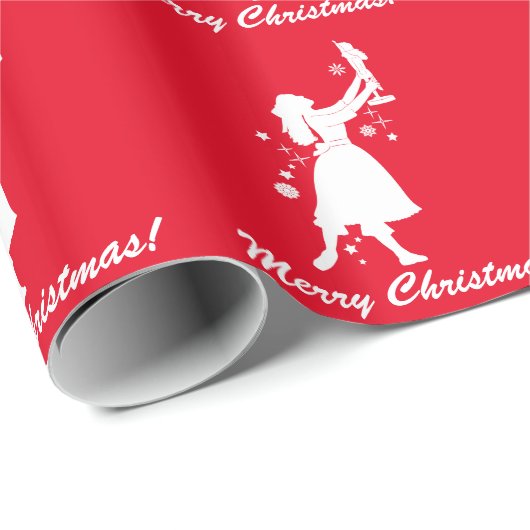 Ballerina en Nutcracker Merry Kerstmis Cadeaupapier (Rol Hoek)