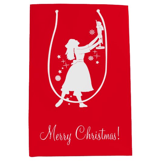 Ballerina en Nutcracker met Kerstmis Medium Cadeauzakje (Voorkant)