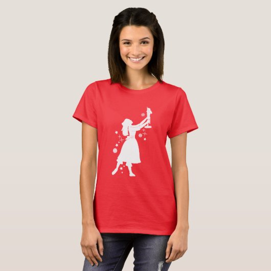 Ballerina en Nutcracker met Kerstmis T-shirt (Voorkant volledig)