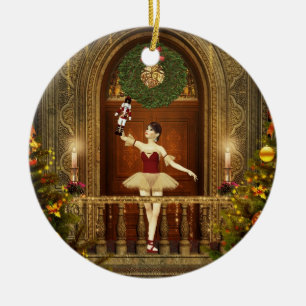 Ballerina en Nutkraker Ceramic Holiday Ornament