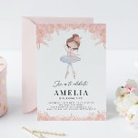 Ballerina en robe blanche Fleur Anniversaire<br><div class="desc">Dansez et tourterez pour la fille d'anniversaire ! Famille Invitation et amis à l'anniversaire de votre enfant avec cette invitation d'anniversaire élégante et fantaisiste. Il présente des illustrations d'aquarelle d'une ballerine brune vêtue d'une robe blanche avec des fleurs roses et dorées. Personnalisez-vous en ajoutant le nom du célébrant et les...</div>