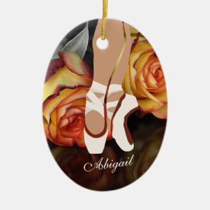 Ballerina en Rozen En Pointe Ballet Kerstmis Keramisch Ornament