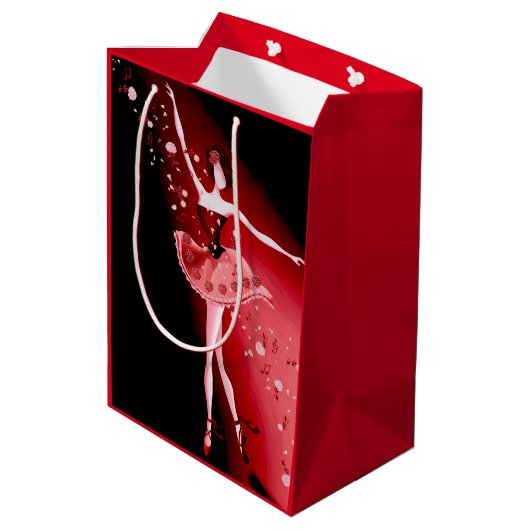 Ballerina en Rozen Ruby Medium Cadeauzakje (Achterkant Gekanteld)