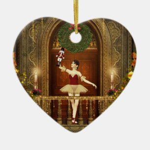 Ballerina et Noisette Ornement Coeur de Noël