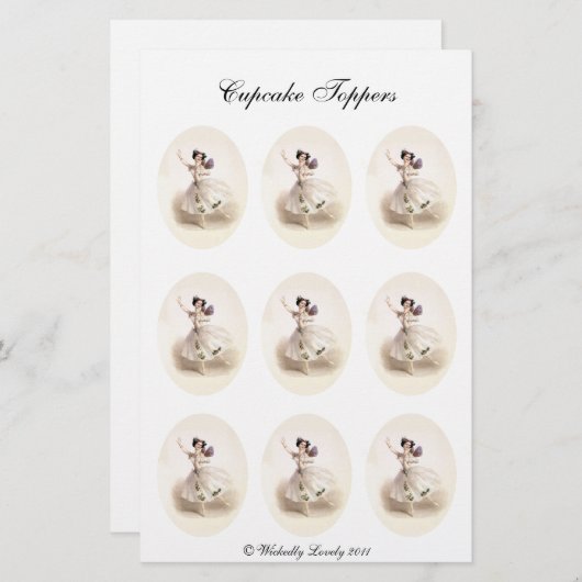 Ballerina Fairy Cupcake Toppers Briefpapier (Voorkant / Achterkant)