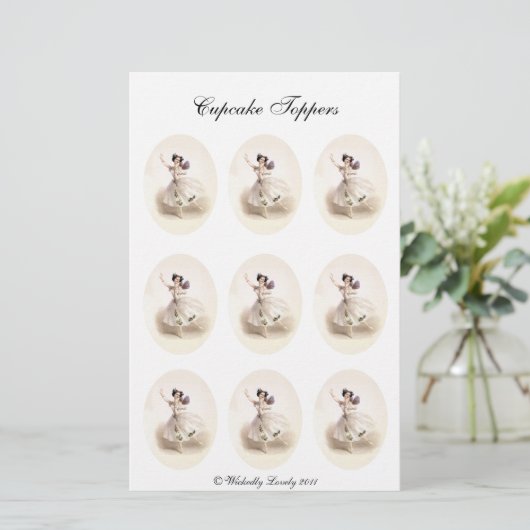 Ballerina Fairy Cupcake Toppers Briefpapier (Staand voorkant)