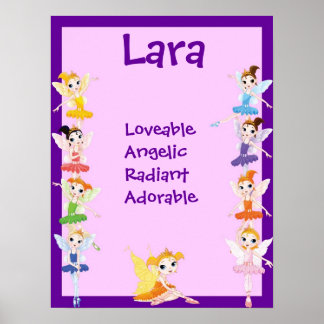 Ballerina Fairy Girls Name Art Poster Print