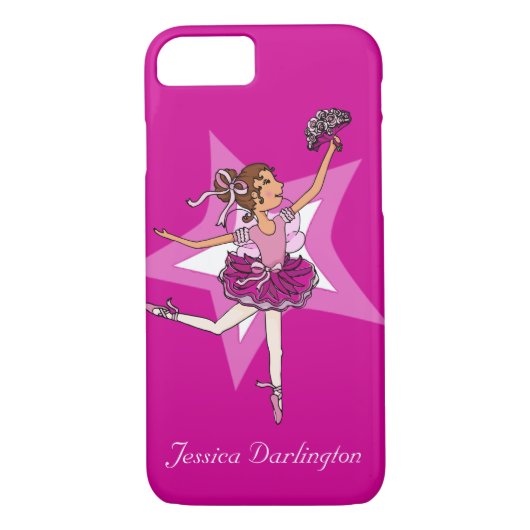 Ballerina fille cheveux foncé étoile rose coque ip (Dos)