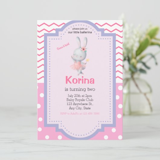 Ballerina fille invitation d'anniversaire, twirl d (Debout devant)
